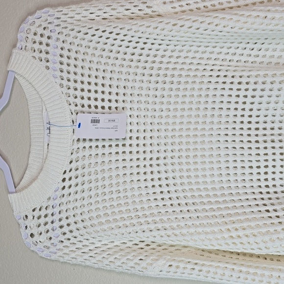 Charlotte avery crewneck solid open weaves pullover sweater  large NWT. - Picture 2 of 7